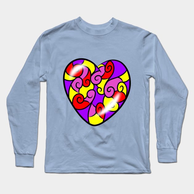 Patterned heart Long Sleeve T-Shirt by MelanieJeyakkumar